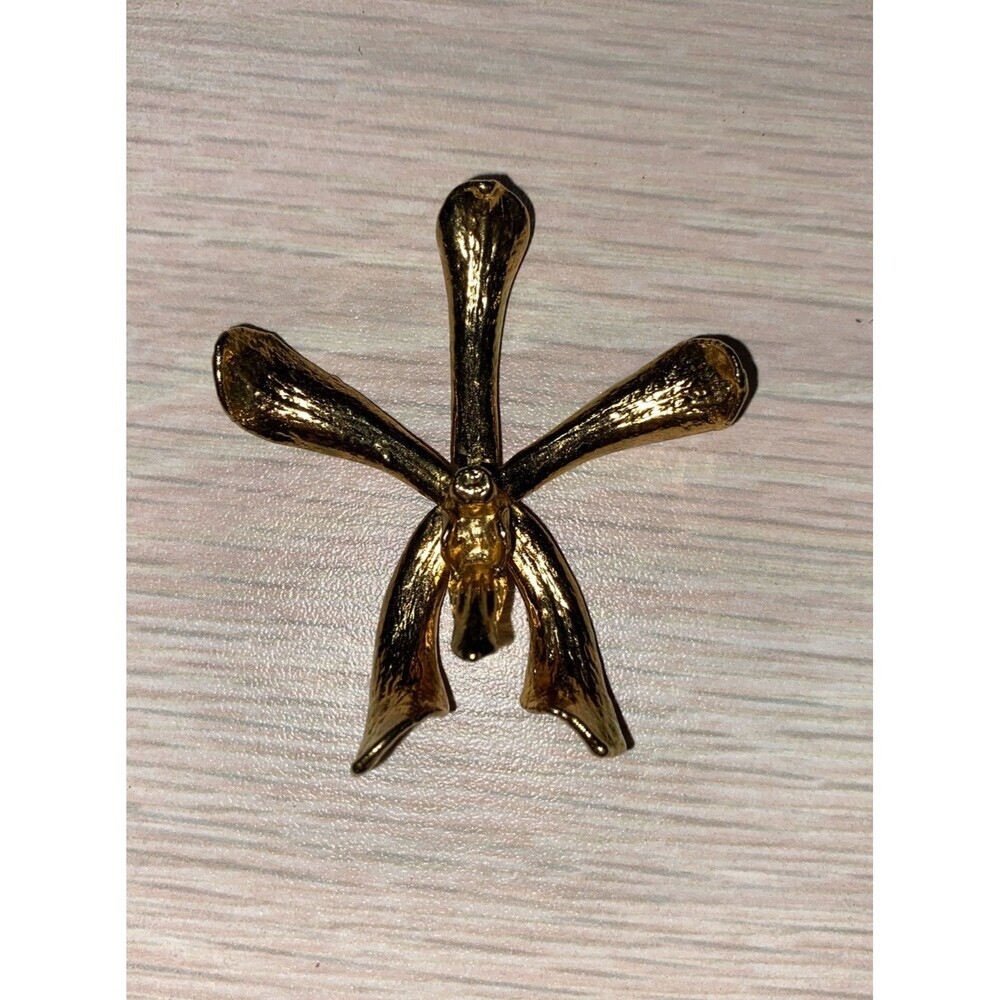 RISIS Gold Plated Orchid Brooch Or Pendant